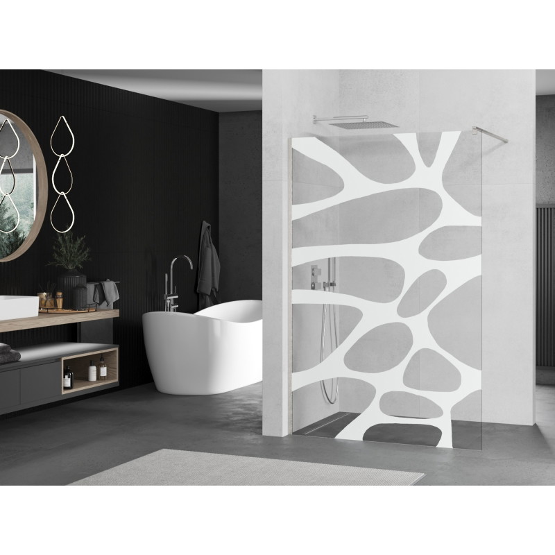 Mexen Kioto dušisein Walk-in 100 x 200 cm, valge laine 8 mm, harjatud nikkel - 800-100-101-97-97