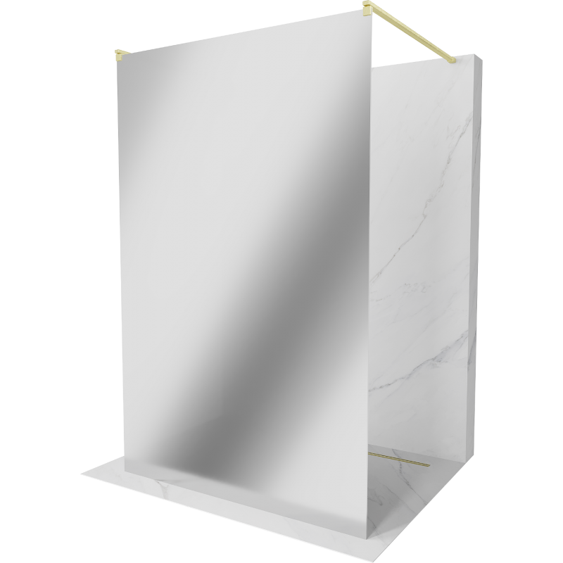 Mexen Kioto cloison de douche autoportante 100 x 200 cm, miroir 8 mm, or brossé - 800-100-002-55-50