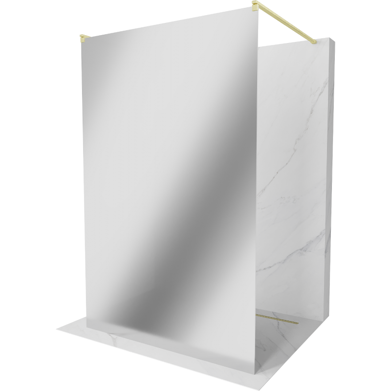 Mexen Kioto vapaasti seisova suihkuseinä 110 x 200 cm, peili 8 mm, harjattu kulta - 800-110-002-55-50