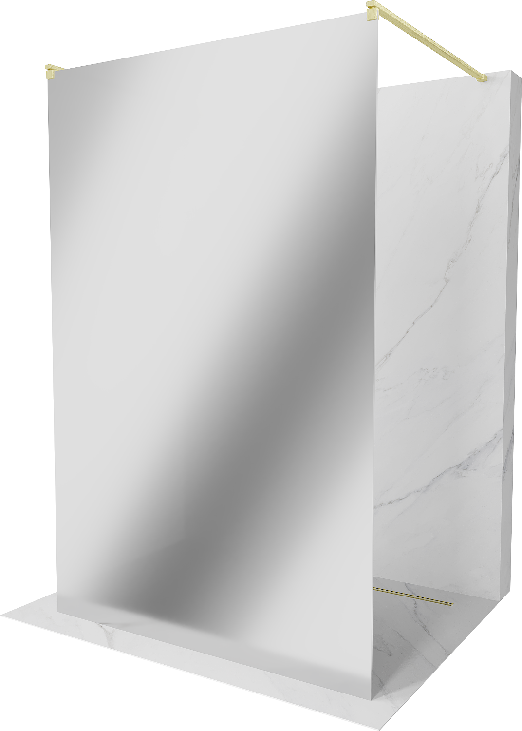 Mexen Kioto ścianka prysznicowa wolnostojąca 110 x 200 cm, lustro 8 mm, złota szczotkowana - 800-110-002-55-50