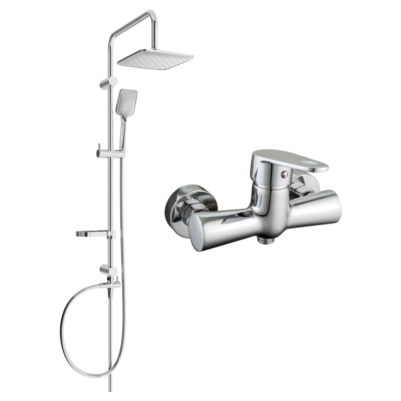 Mexen Sven ensemble de douche en saillie avec pomme de douche et mitigeur Kama, chrome - 72540262-00
