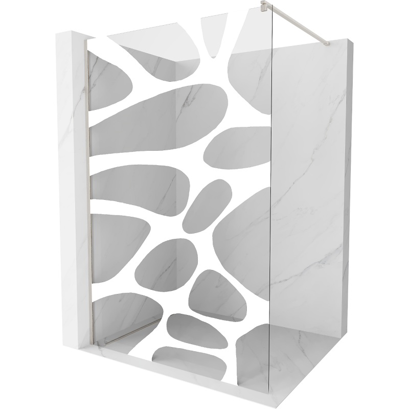 Mexen Kioto douchewand Walk-in 120 x 200 cm, witte golf 8 mm, geborsteld nikkel - 800-120-101-97-97