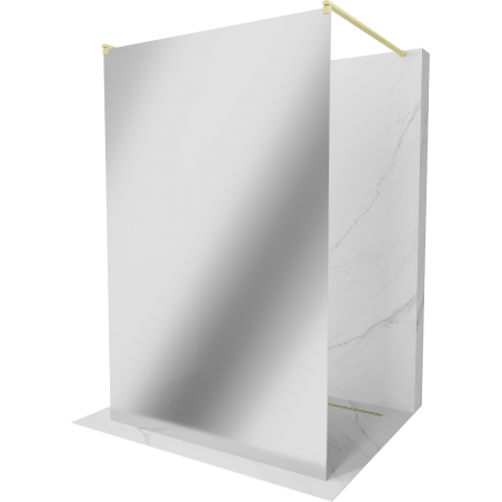 Mexen Kioto freestanding shower wall 140 x 200 cm, mirror 8 mm, brushed gold - 800-140-002-55-50