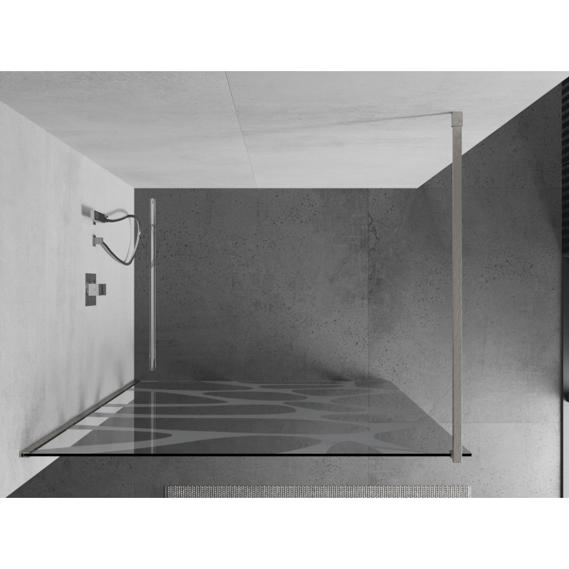 Mexen Kioto dušisein Walk-in 130 x 200 cm, valge laine 8 mm, harjatud nikkel - 800-130-101-97-97