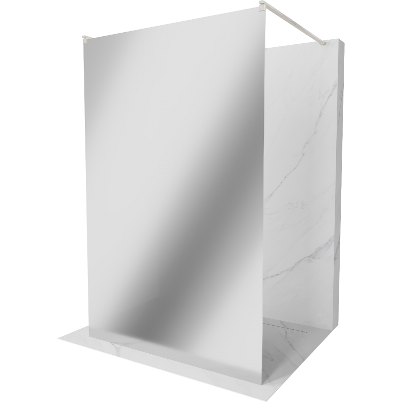 Mexen Kioto freestanding shower screen 110 x 200 cm, mirror 8 mm, brushed nickel - 800-110-002-97-50