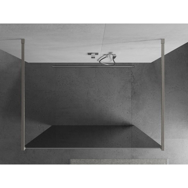 Mexen Kioto freestanding shower wall 110 x 200 cm, mirror 8 mm, brushed nickel - 800-110-002-97-50