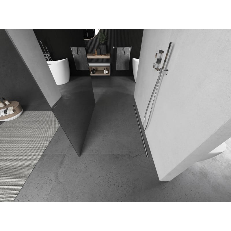 Mexen Kioto parete doccia autoportante 110 x 200 cm, specchio 8 mm, nichel spazzolato - 800-110-002-97-50