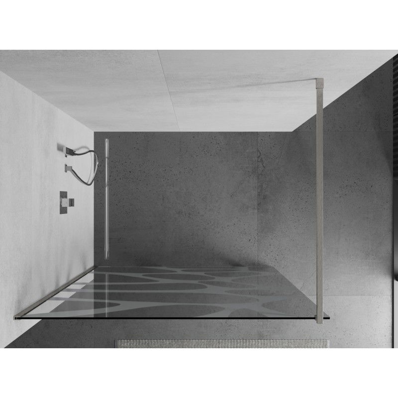 Mexen Kioto douchewand Walk-in 140 x 200 cm, witte golf 8 mm, geborsteld nikkel - 800-140-101-97-97