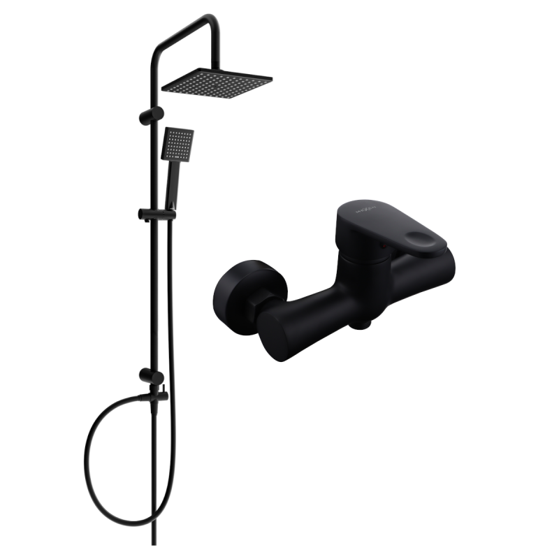 Mexen Kama Tord Aufputz-Duschset mit Regenduschkopf und Duscharmatur, schwarz - 72540200-70