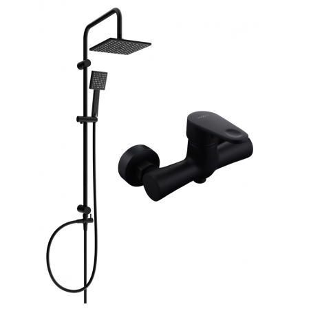 Mexen Tord exposed shower set with rain shower head and Kama shower mixer, black - 72540200-70