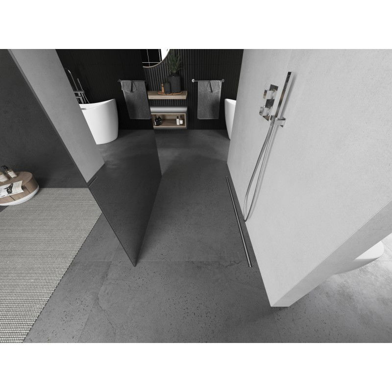 Mexen Kioto paroi de douche autoportante 140 x 200 cm, miroir 8 mm, nickel brossé - 800-140-002-97-50