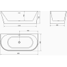 Mexen Oval freistehende Wandbadewanne 180 x 80 cm, weiß, gebürsteter Messing-Überlauf - 52671808000-65