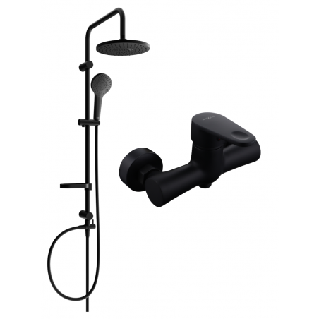 Mexen Erik conjunto de ducha exterior con rociador y grifo de ducha Kama, negro - 72540205-70