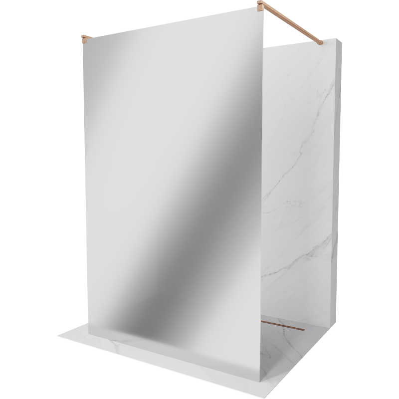 Mexen Kioto paroi de douche autoportante 120 x 200 cm, miroir 8 mm, cuivre brossé - 800-120-002-65-50