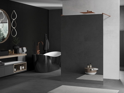 Mexen Kioto paroi de douche autoportante 130 x 200 cm, miroir 8 mm, cuivre brossé - 800-130-002-65-50