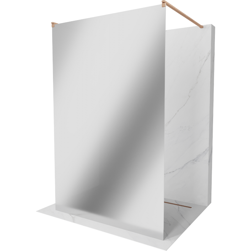 Mexen Kioto Free-Standing Shower Wall 140 x 200 cm, Mirror 8 mm, Brushed Copper - 800-140-002-65-50