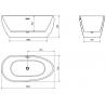 Mexen Eos freistehende Badewanne 150 x 75 cm, weiß, mit Überlauf chrom - 52471507500-01