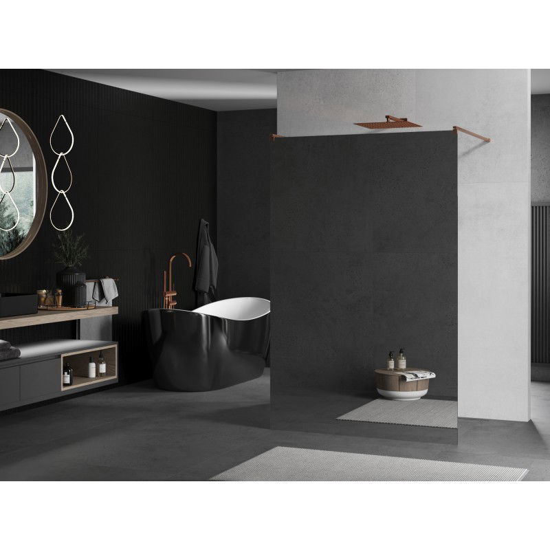 Mexen Kioto Free-Standing Shower Wall 140 x 200 cm, Mirror 8 mm, Brushed Copper - 800-140-002-65-50