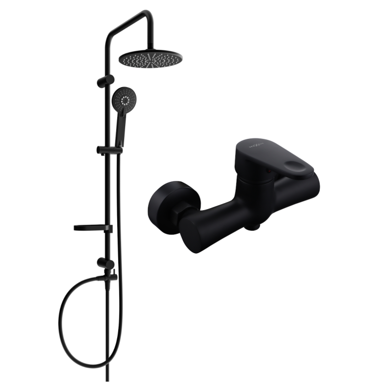 Mexen Carl ensemble de douche apparent avec pommeau de douche et robinet de douche Kama, noir - 72540240-70