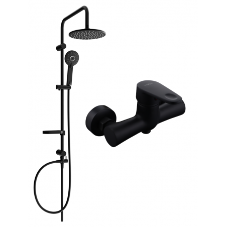Mexen Carl juego de ducha exterior con rociador y grifo de ducha Kama, negro - 72540240-70