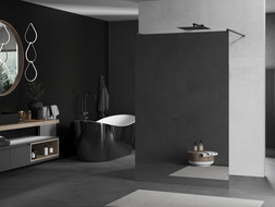 Mexen Kioto Free-standing Shower Wall 100 x 200 cm, Mirror 8 mm, Brushed Gun Gray - 800-100-002-66-50