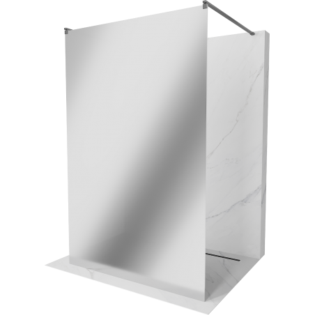 Mexen Kioto Free-standing Shower Wall 100 x 200 cm, Mirror 8 mm, Brushed Gun Gray - 800-100-002-66-50