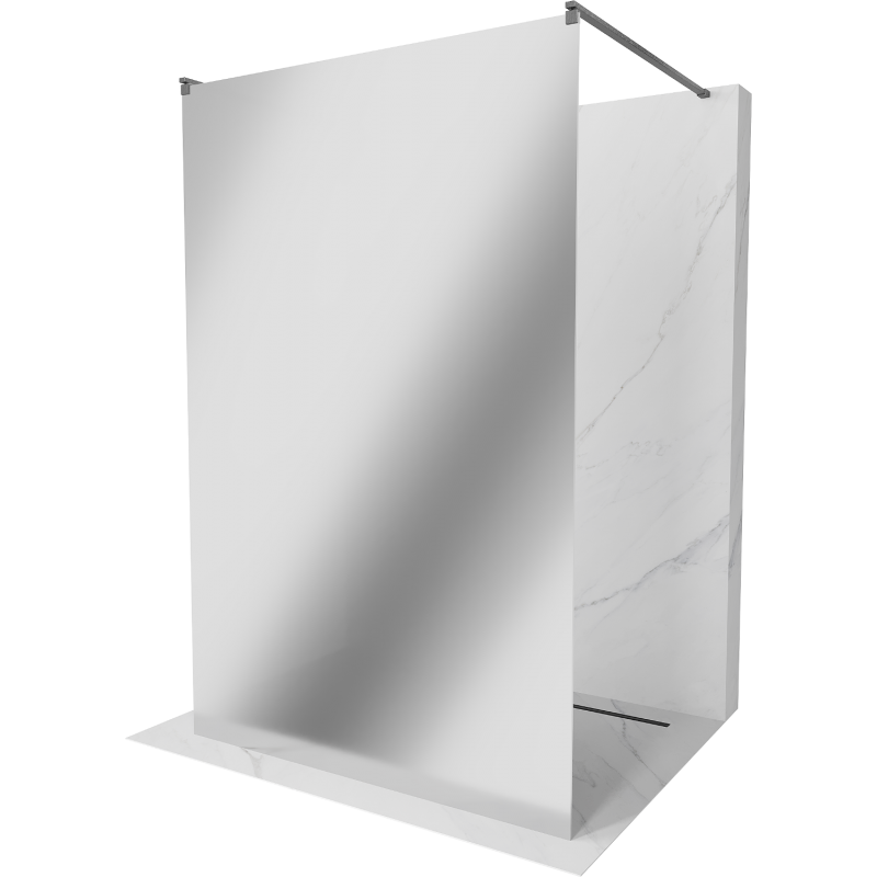 Mexen Kioto freestanding shower wall 110 x 200 cm, mirror 8 mm, gun gray brushed - 800-110-002-66-50