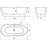 Mexen Eos freistehende Badewanne 170 x 75 cm, Weiß/Schwarz, Chromüberlauf - 52471707575-01