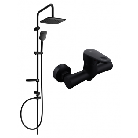 Mexen Sven Aufputz-Duschset mit Regenbrause und Duscharmatur Kama, schwarz - 72540262-70