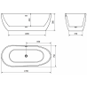 Mexen Eos freistehende Badewanne 170 x 75 cm, weiß/schwarz, weißer Überlauf - 52471707575-20