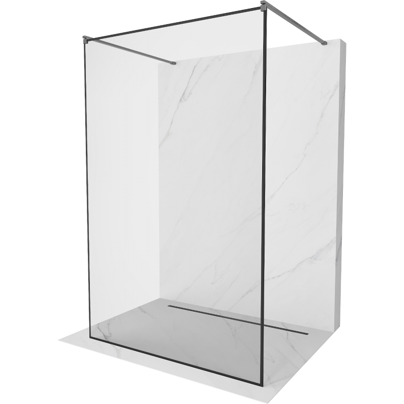 Mexen Kioto freestanding shower screen 110 x 200 cm, black frame 8 mm, brushed gun gray - 800-110-002-66-70