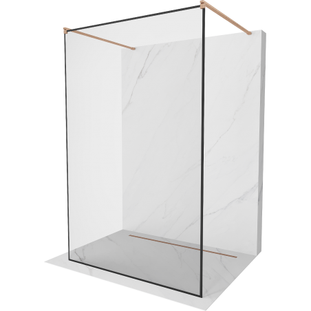 Mexen Kioto freistehende Duschwand 100 x 200 cm, schwarzer Rahmen 8 mm, gebürstetes Kupfer - 800-100-002-65-70