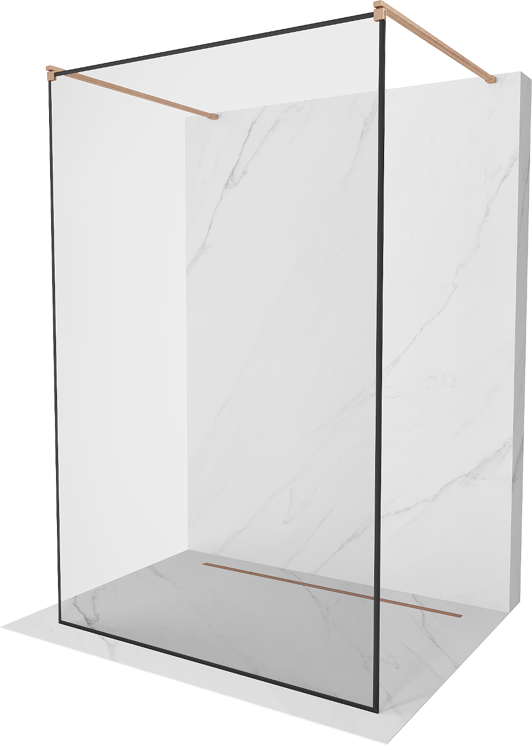 Mexen Kioto ścianka prysznicowa wolnostojąca 110 x 200 cm, czarny wzór 8 mm, miedź szczotkowana - 800-110-002-65-70