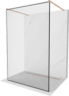 Mexen Kioto Samostojeća tuš-pregrada 140 x 200 cm, crni okvir 8 mm, brušeni bakar - 800-140-002-65-70