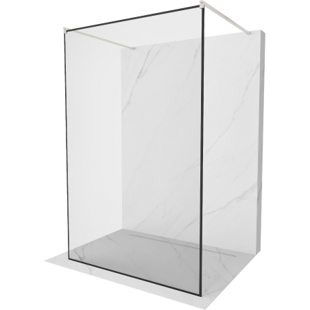 Mexen Kioto freestanding shower screen 100 x 200 cm, black frame 8 mm, brushed nickel - 800-100-002-97-70