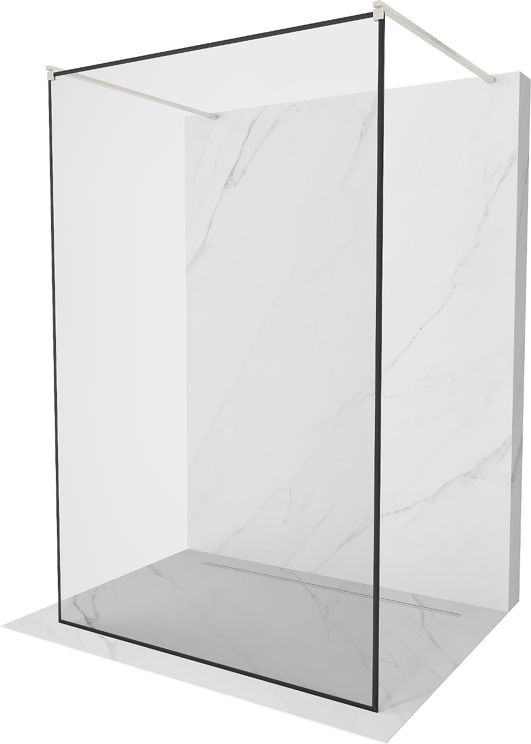 Mexen Kioto ścianka prysznicowa wolnostojąca 100 x 200 cm, czarny wzór 8 mm, nikiel szczotkowany - 800-100-002-97-70