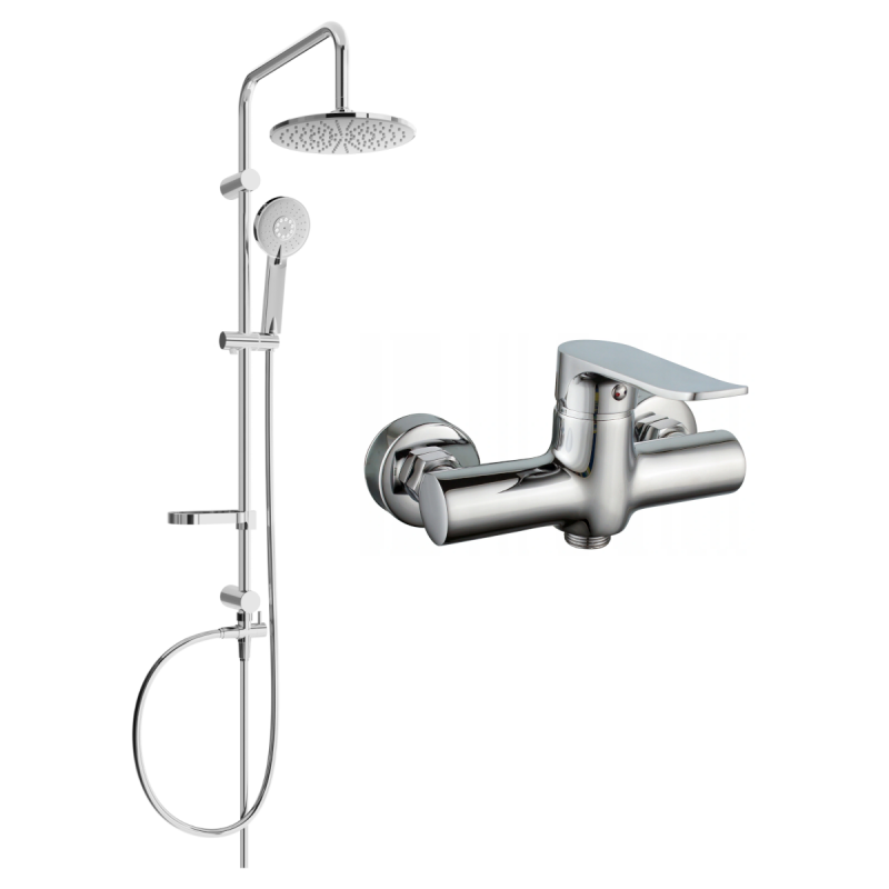 Mexen Carl surface-mounted shower set with shower head and Pecos shower mixer, chrome - 72740240-00