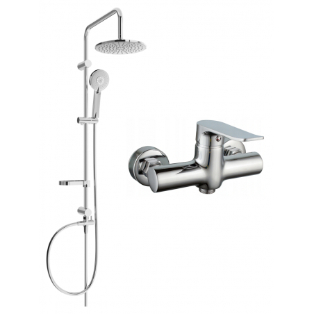 Mexen Carl Aufputz-Duschset mit Regenbrause und Duscharmatur Pecos, Chrom - 72740240-00