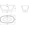 Mexen Eris freistehende Badewanne 155 x 80 cm, weiß, Überlauf gebürstetes Nickel - 53441558000-97