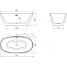 Mexen Eris vrijstaande badkuip 155 x 80 cm, wit, overloop geborsteld nikkel - 53441558000-97