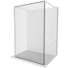 Mexen Kioto vrijstaande douchewand 140 x 200 cm, zwart frame 8 mm, geborsteld nikkel - 800-140-002-97-70