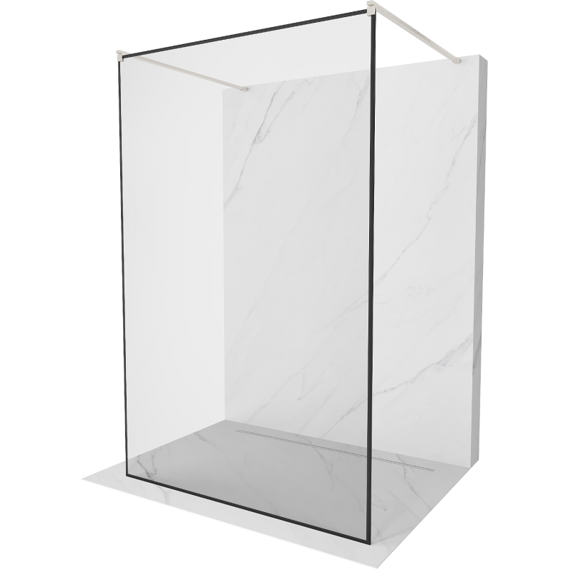 Mexen Kioto freestanding shower wall 150 x 200 cm, black pattern 8 mm, brushed nickel - 800-150-002-97-70