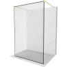 Mexen Kioto freestanding shower wall 100 x 200 cm, black frame 8 mm, brushed gold - 800-100-002-55-70