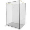 Mexen Kioto vrijstaande douchewand 100 x 200 cm, zwart frame 8 mm, goud geborsteld - 800-100-002-55-70
