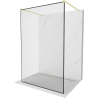 Mexen Kioto ścianka prysznicowa wolnostojąca 110 x 200 cm, czarny wzór 8 mm, złota szczotkowana - 800-110-002-55-70