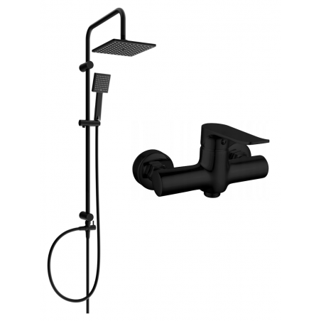 Mexen Pecos Tord conjunto de chuveiro exposto com chuveiro de teto e misturadora, preto - 72740200-70