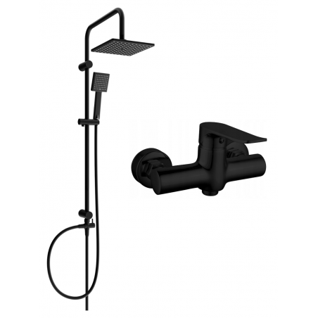 Mexen Tord conjunto de ducha sobrepuesto con cabezal de lluvia y grifo de ducha Pecos, negro - 72740200-70