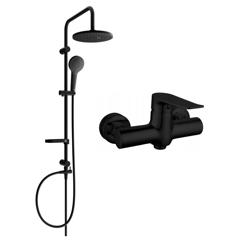 Mexen Pecos Erik exponerat duschset med takdusch och duschblandare, svart - 72740205-70