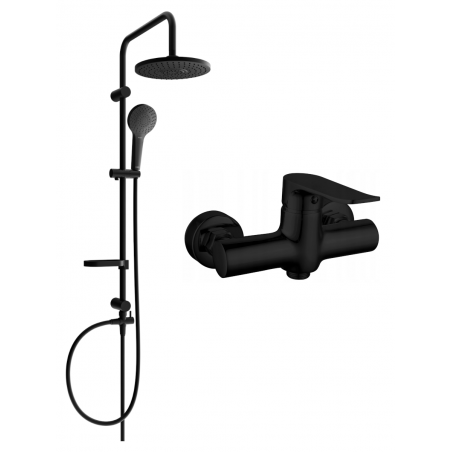 Mexen Erik ensemble de douche à montage mural avec douche de tête et robinet de douche Pecos, noir - 72740205-70
