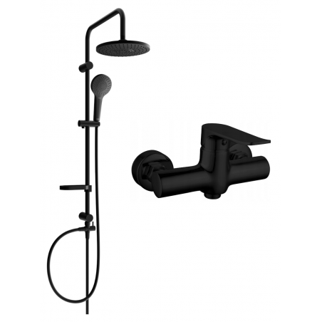 Mexen Erik surface-mounted shower set with rain shower and Pecos shower mixer, black - 72740205-70